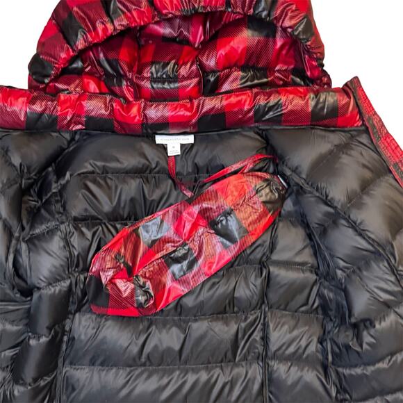 Charter Club Women's Buffalo Plaid Red/ Black Packable Puffer Coat Medium - Picture 6 of 7